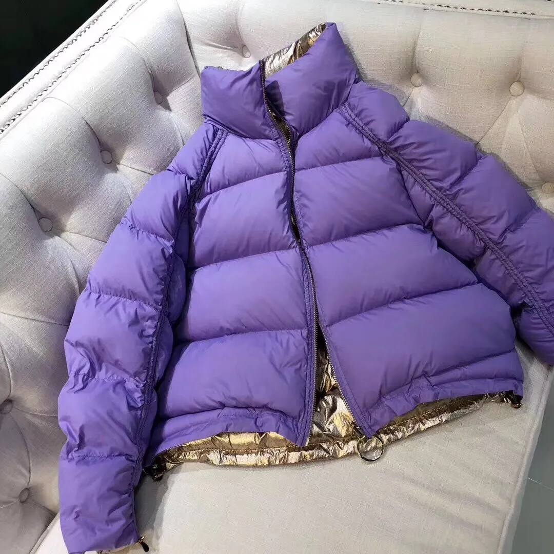 Women's Winter Thick Double Sided Glossy Short Parka