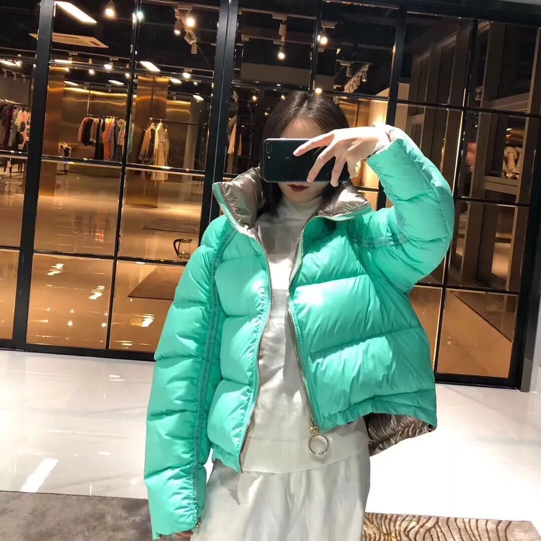 Women's Winter Thick Double Sided Glossy Short Parka