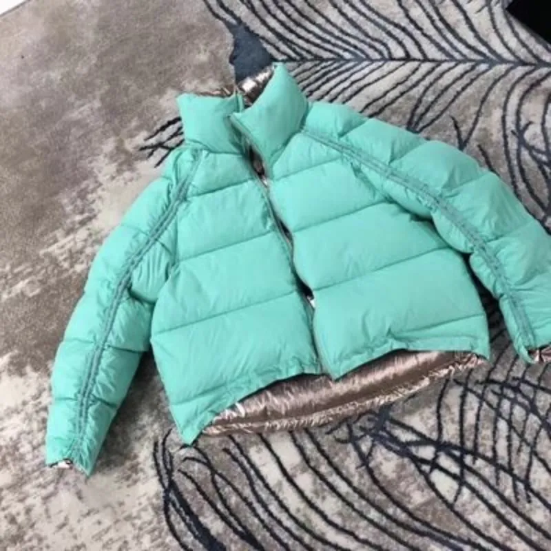 Women's Winter Thick Double Sided Glossy Short Parka