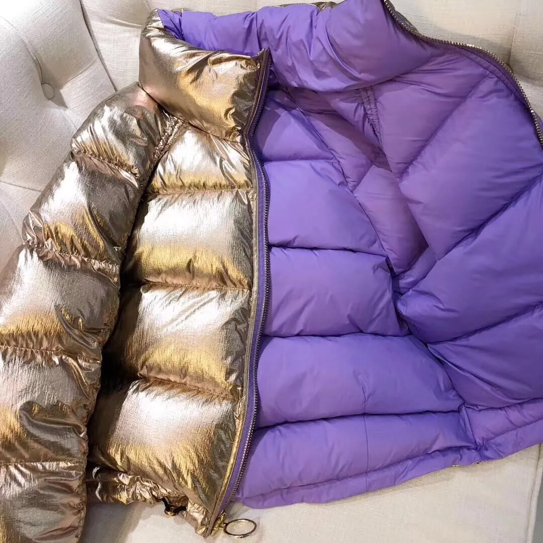 Women's Winter Thick Double Sided Glossy Short Parka