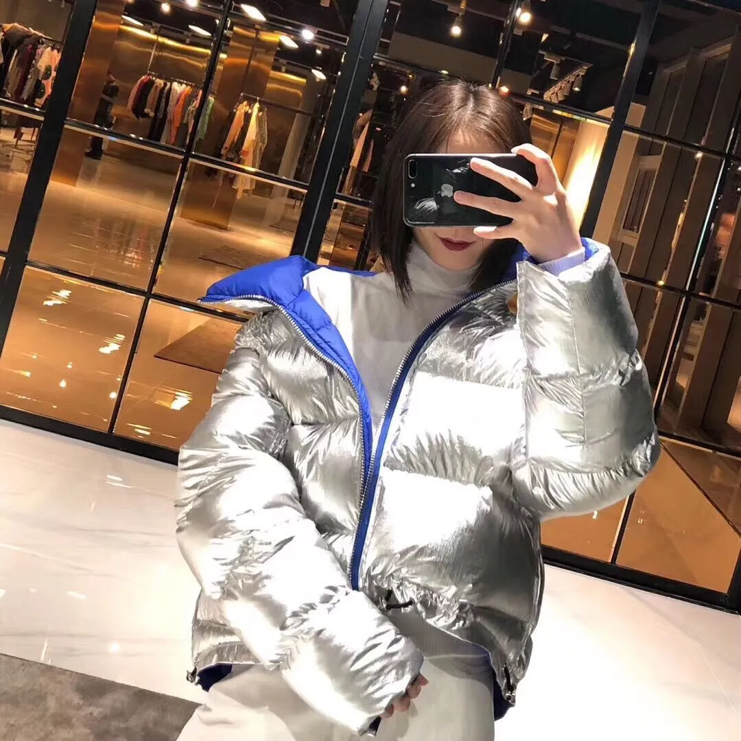 Women's Winter Thick Double Sided Glossy Short Parka
