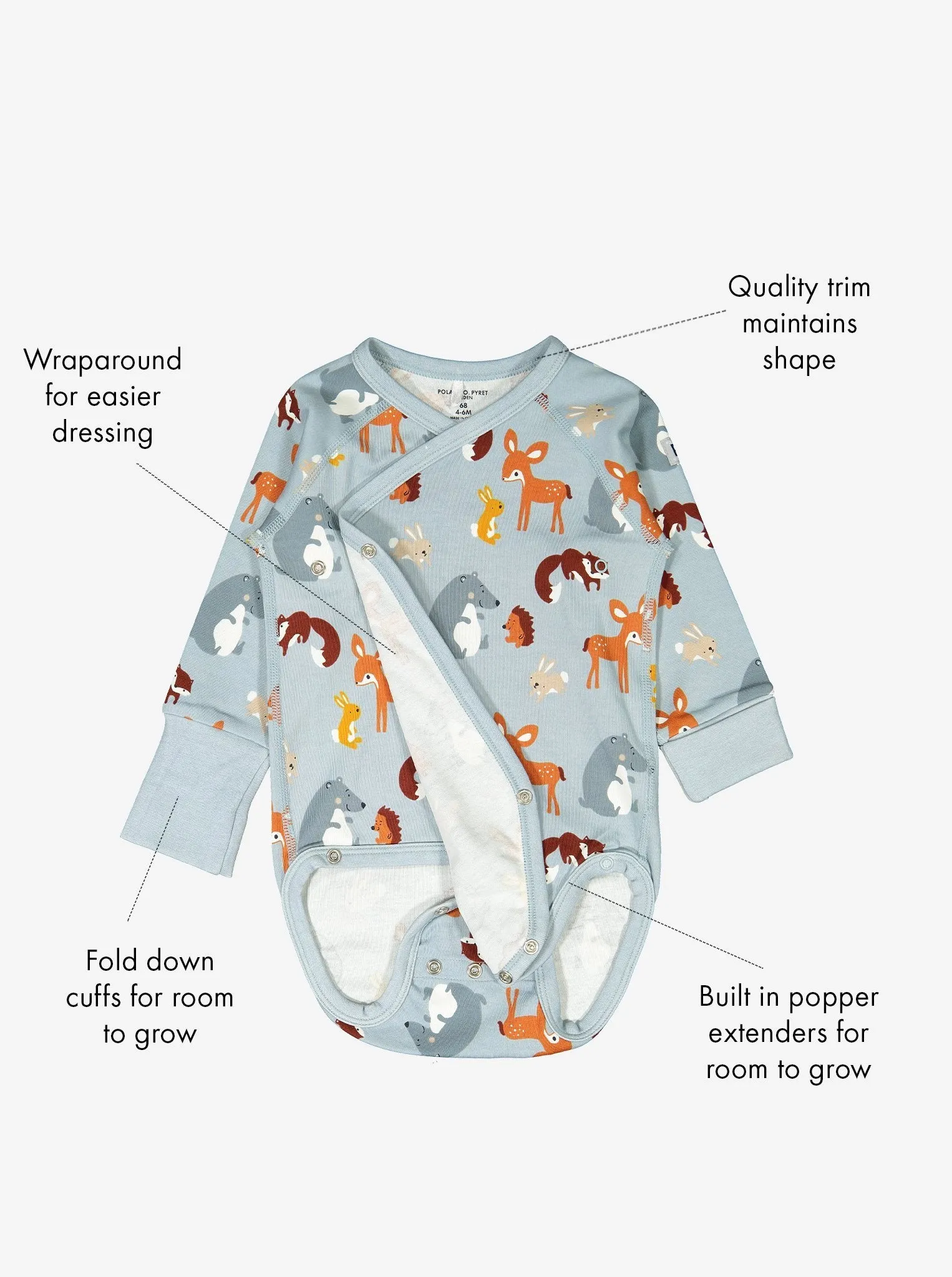 Woodland Animals Wraparound Babygrow