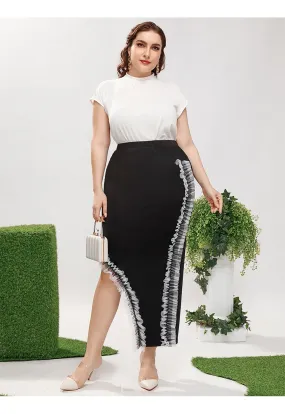 Wrap Hip Ruffle Asymmetrical Hem Skirt